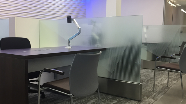 privacy film desk dividers for corporate spaces